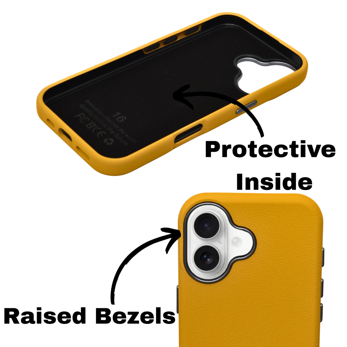 Premium PU Leather with Metal Camera Frame Phone Case for iPhone 16