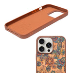 Bohemian Ethnic Print Cork Texture with Pearl Detail Phone Case for iPhone 14 Pro Max