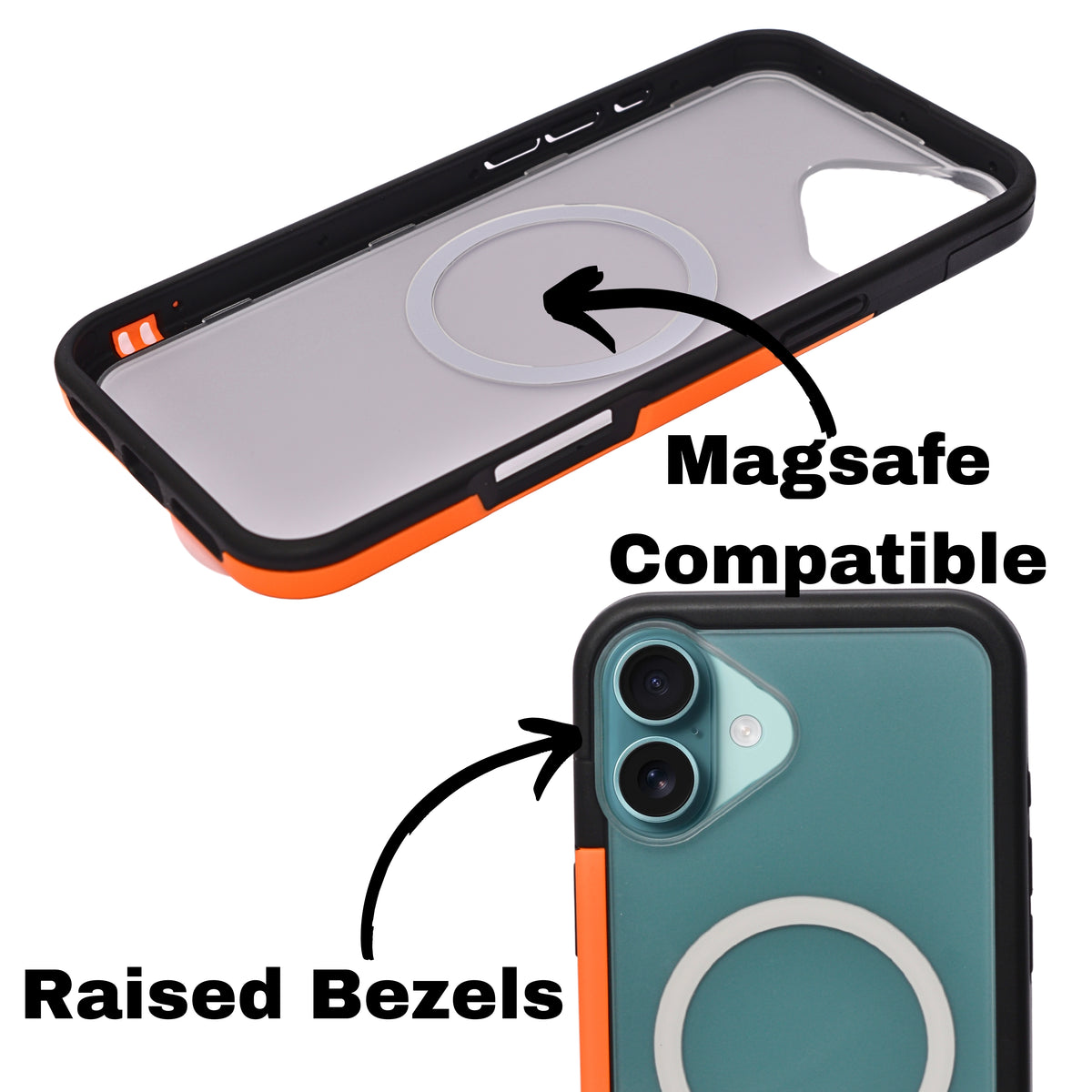 Dual Color Edge Matte Transparent MagSafe Phone Case for iPhone 16 Plus