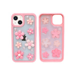 3D Pink Floral Pearl Design Protective Phone Case for iPhone 13 / 14
