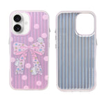 Aesthetic Bow & Floral Print Phone Case for iPhone 16