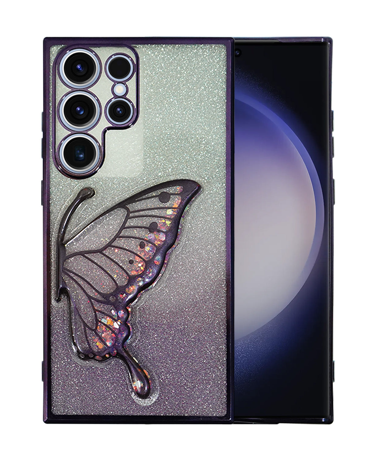 Stylish Luxury Eye Catching Butterfly Glitter Case for Samsung Galaxy S23 Ultra