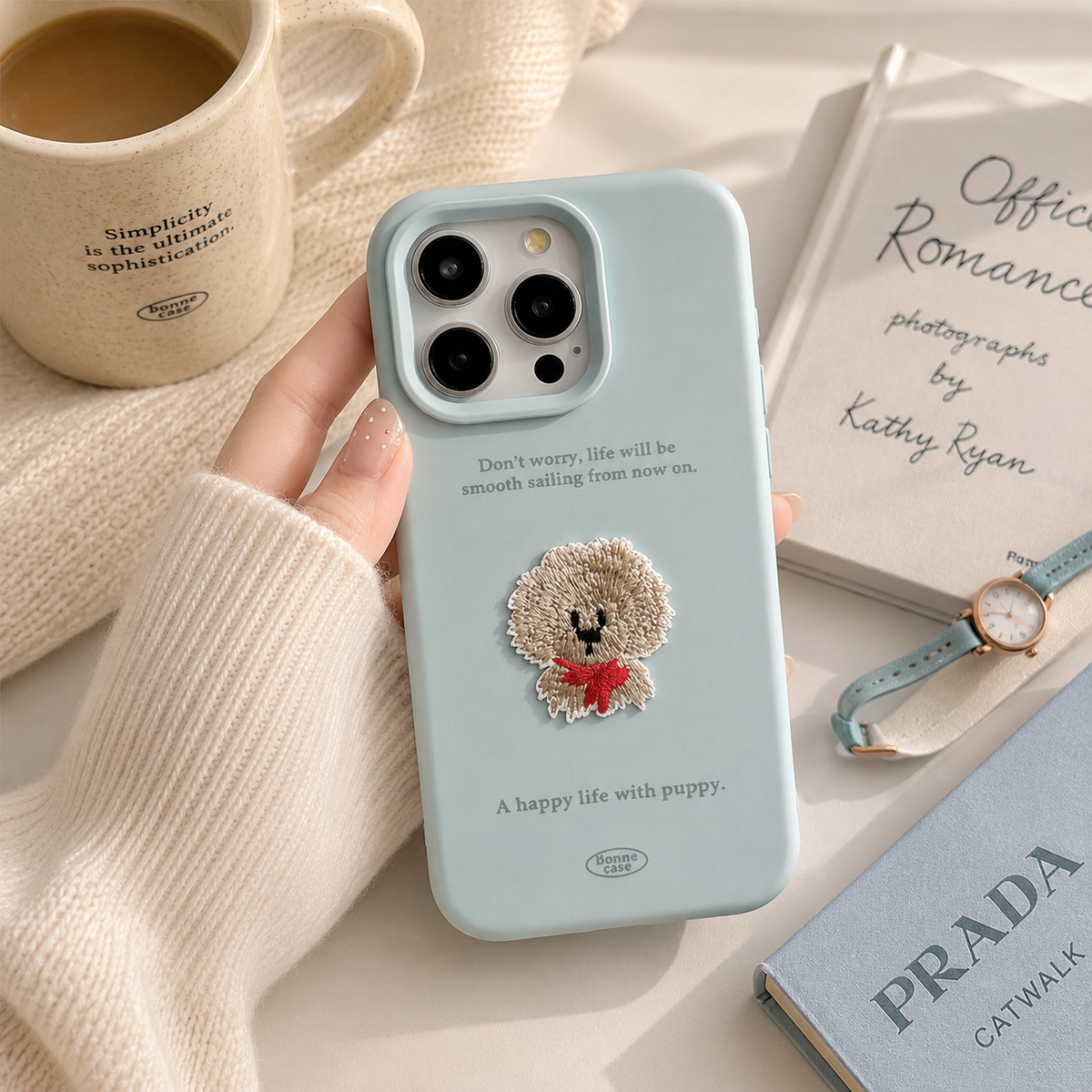 Embroidered Puppy Patch Matte Case
