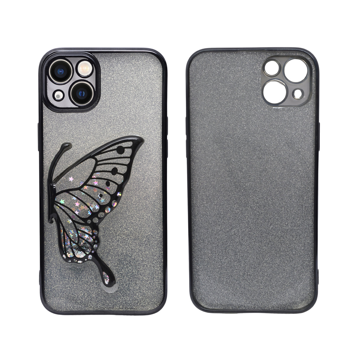 Stylish Luxury Eye Catching Butterfly Glitter Phone Case for iPhone 14 Plus/ 15 Plus