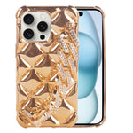 3D Luxury Golden Crystals With Bracelet Cover For iPhone 13 Pro