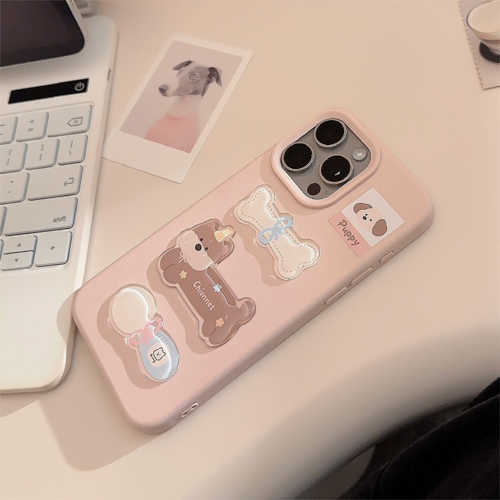 Kawaii Cartoon Dog & Bone Soft Silicone