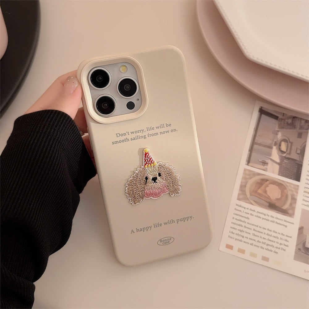 Embroidered Puppy Matte Case