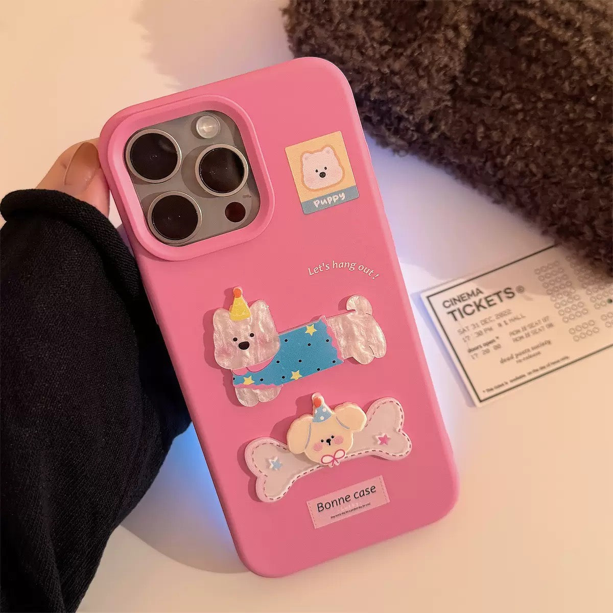 Puffy Puppy & Bone Charm Case