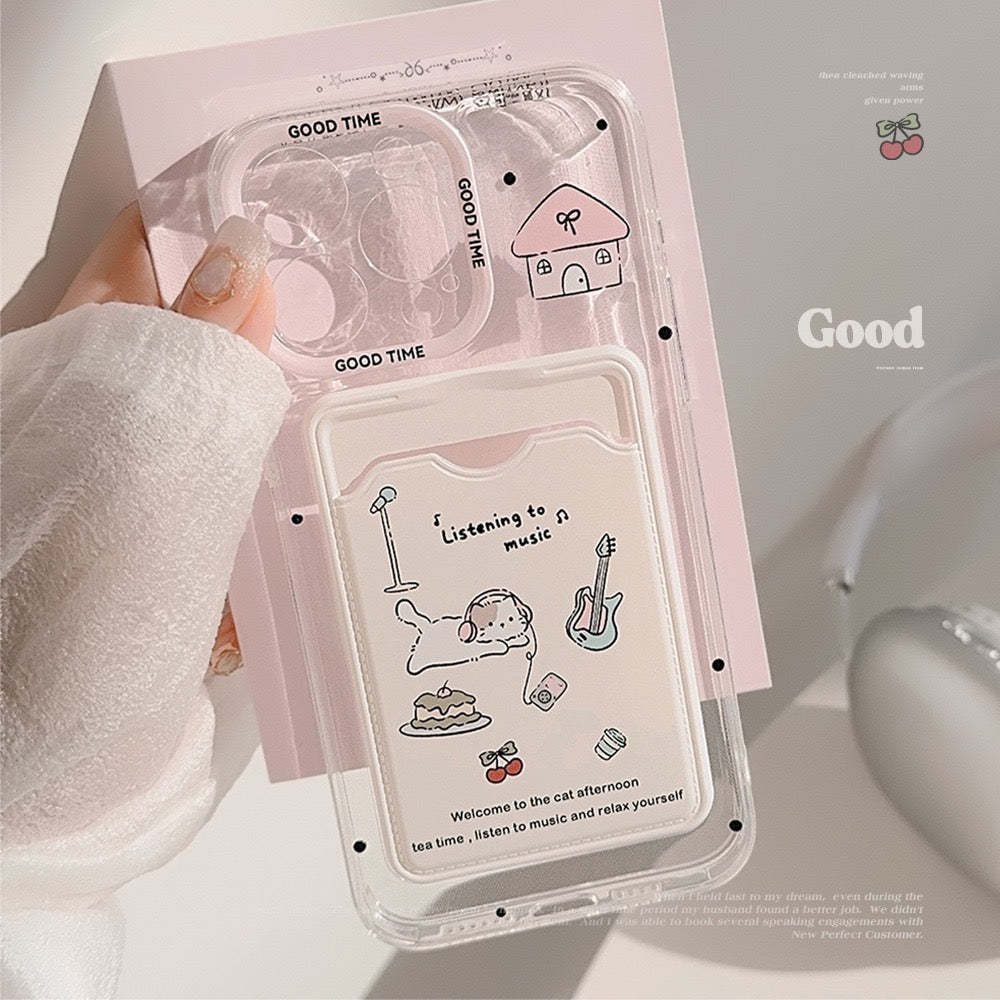 Cute Kitty Music Card Holder Case