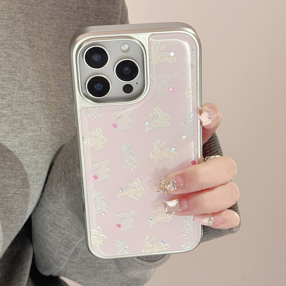 3D Metallic Bunny Pattern Case