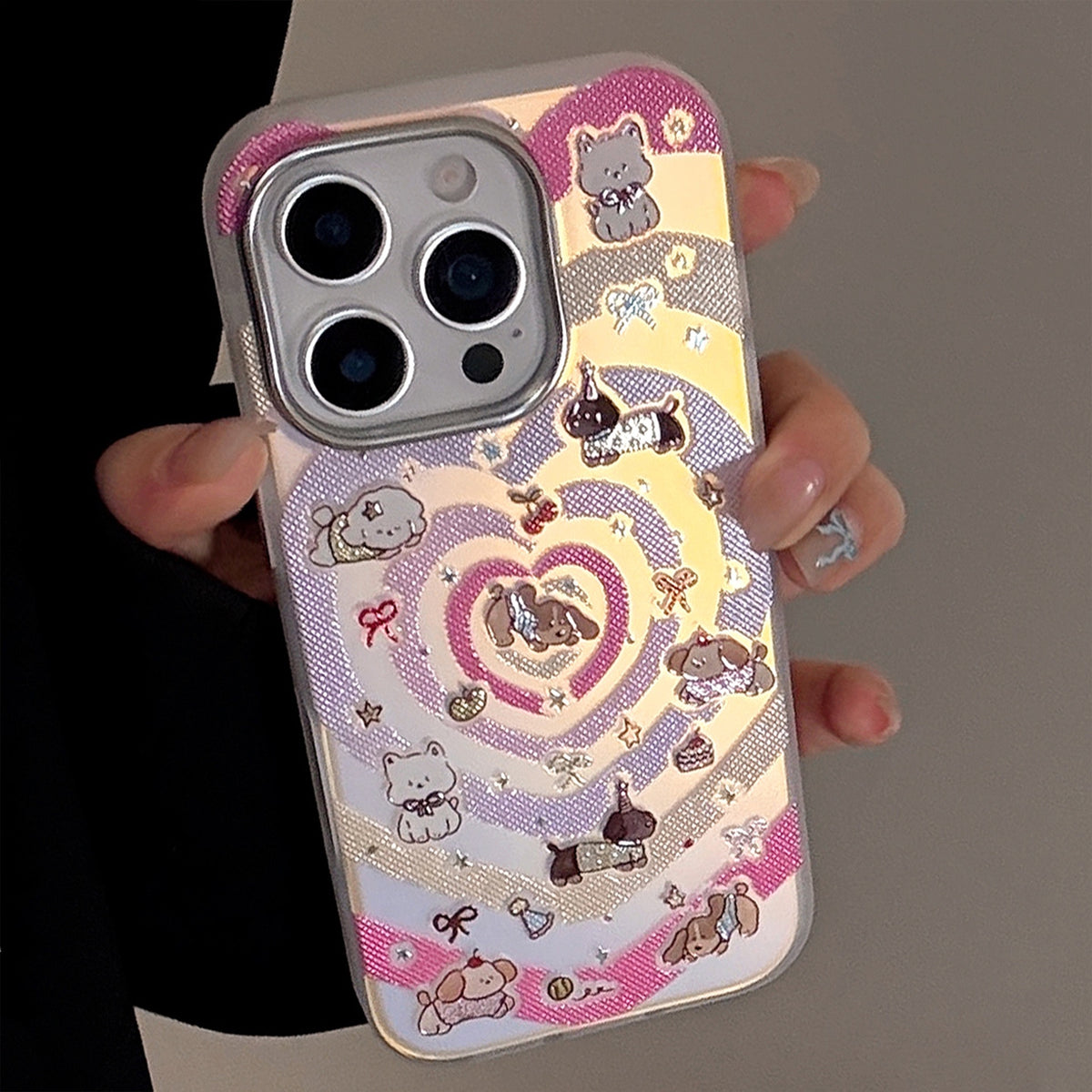 Retro Heart Ripple Pattern Case