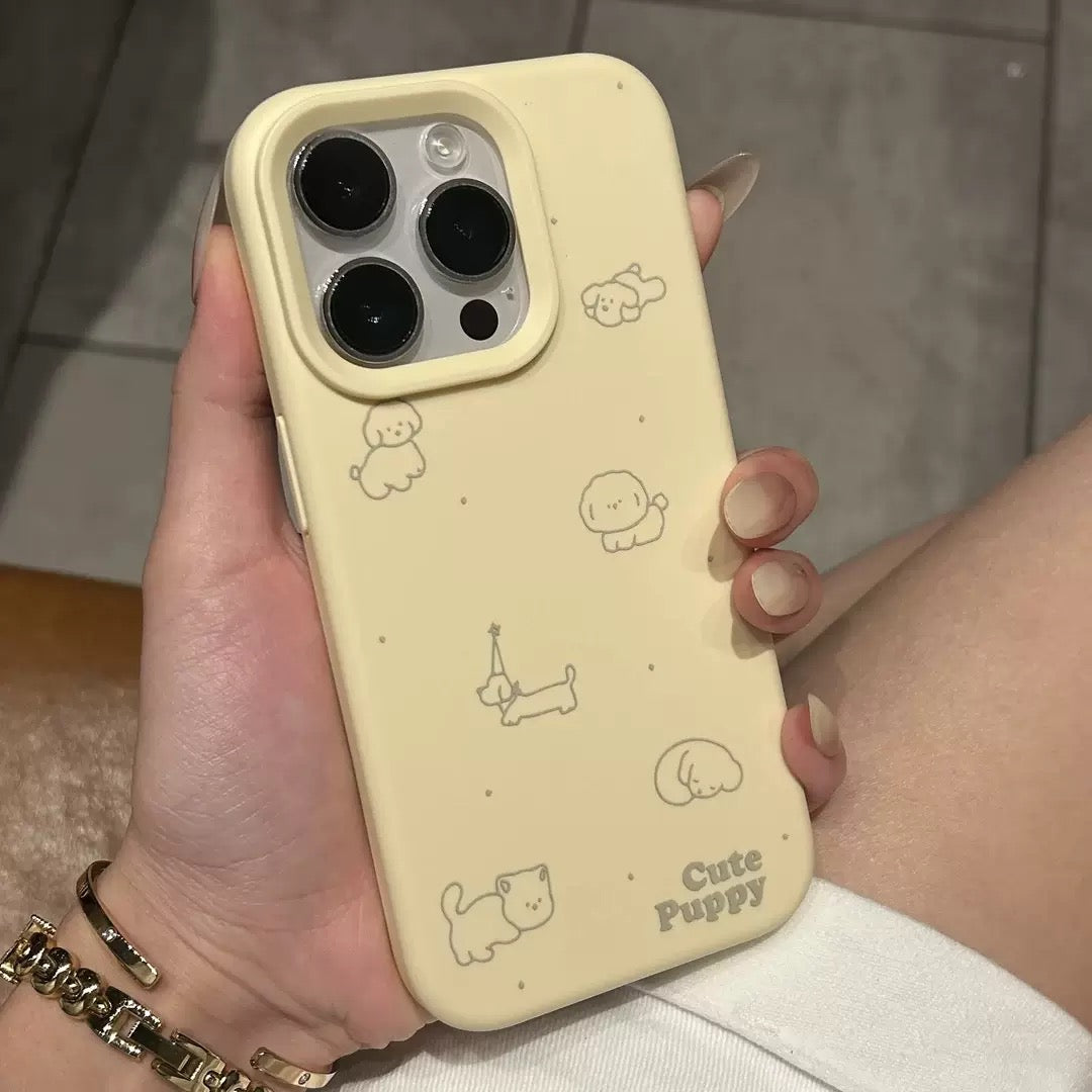 Minimalist Cartoon Puppy Sketch Matte Case