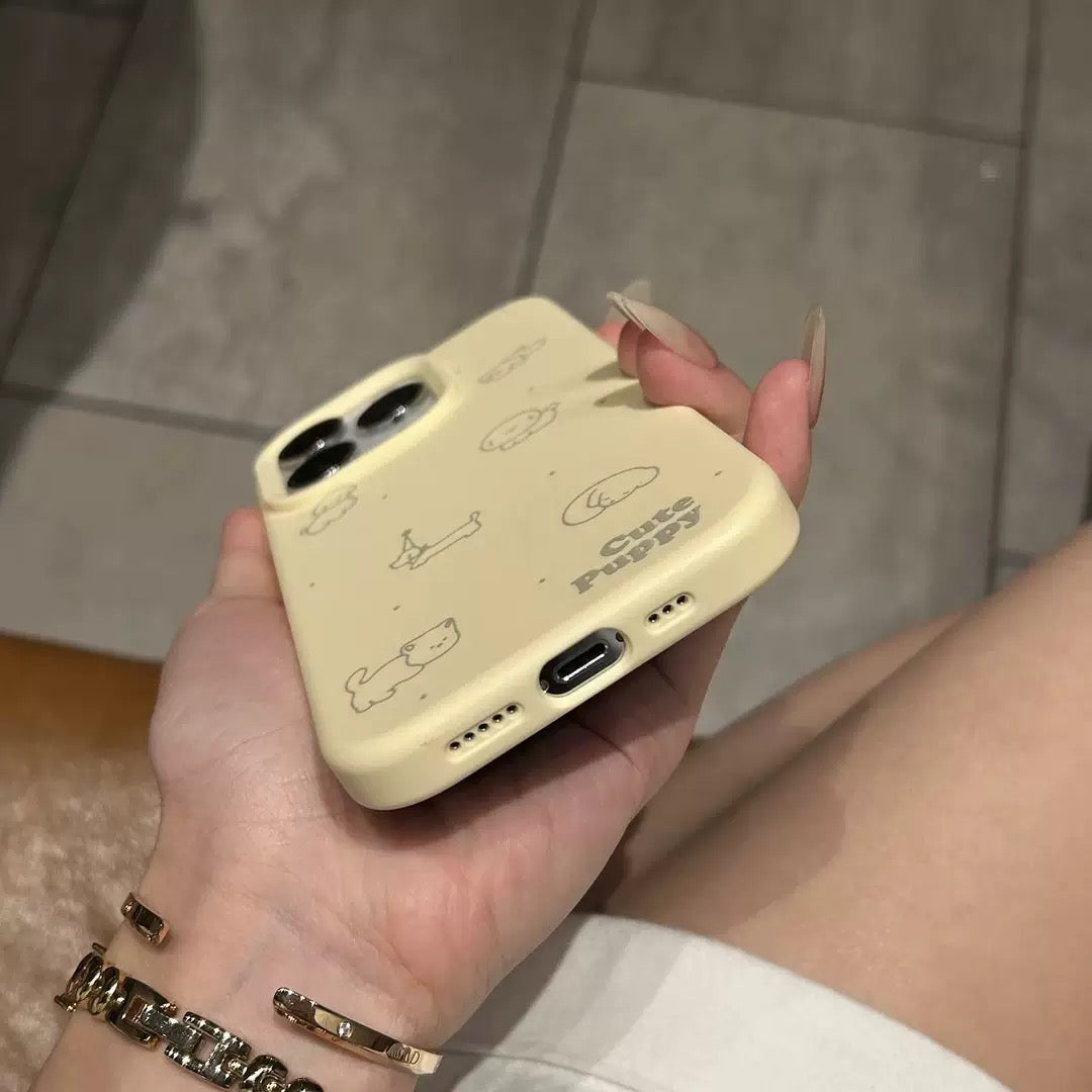 Minimalist Cartoon Puppy Sketch Matte Case