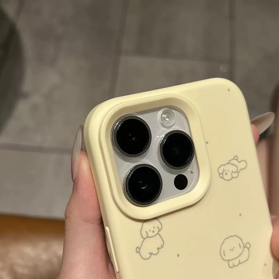 Minimalist Cartoon Puppy Sketch Matte Case