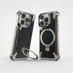 Frameless Carbon Fiber Metal Bumper Case with MagSafe Ring Stand – For iPhone 16 Pro / 16 Pro Max