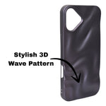 3D Ripple Wave Texture Soft Silicone Phone Case For iPhone 16 Plus