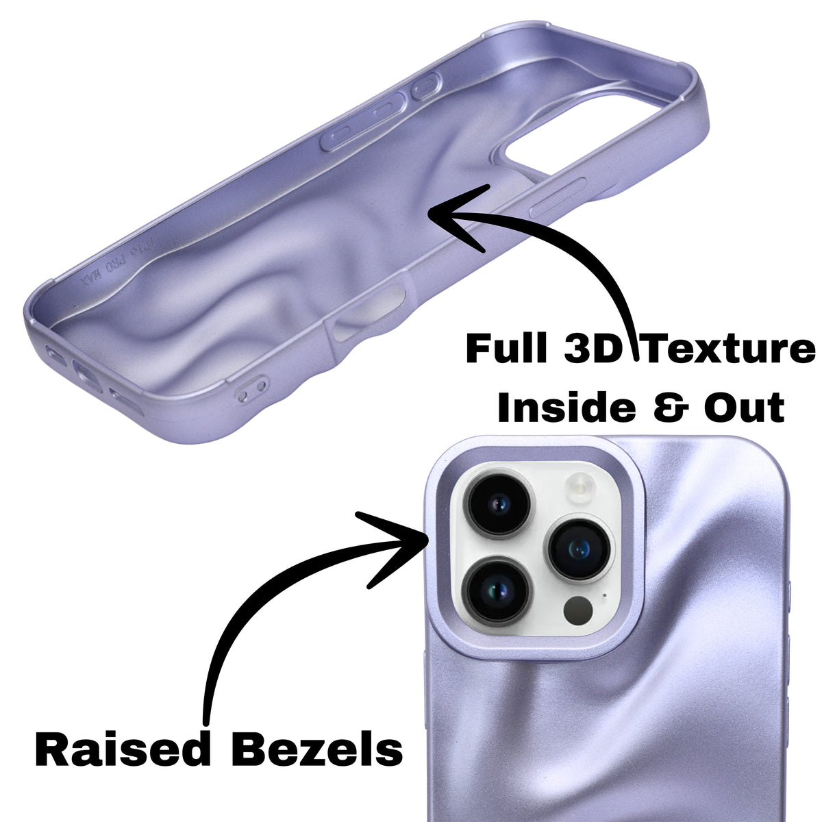 3D Ripple Wave Texture Soft Silicone Phone Case For iPhone 16 Pro