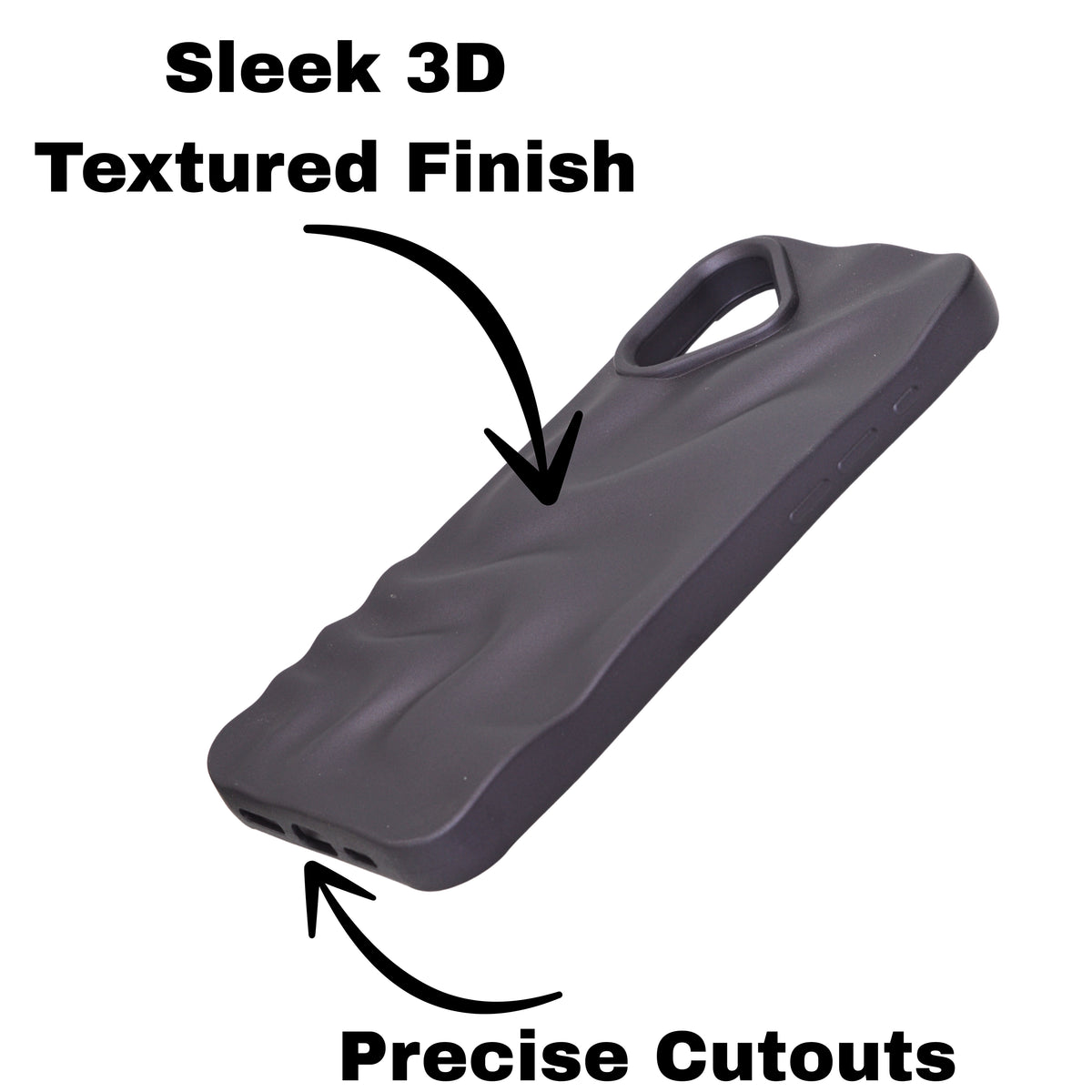 3D Ripple Wave Texture Soft Silicone Phone Case For iPhone 16 Plus