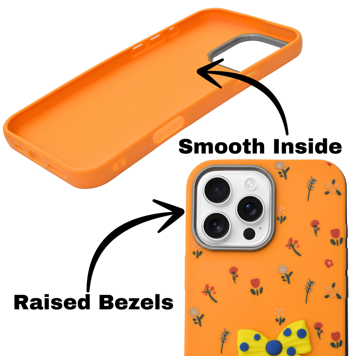 Cute Floral with 3D Bow Case For iPhone 16 Pro