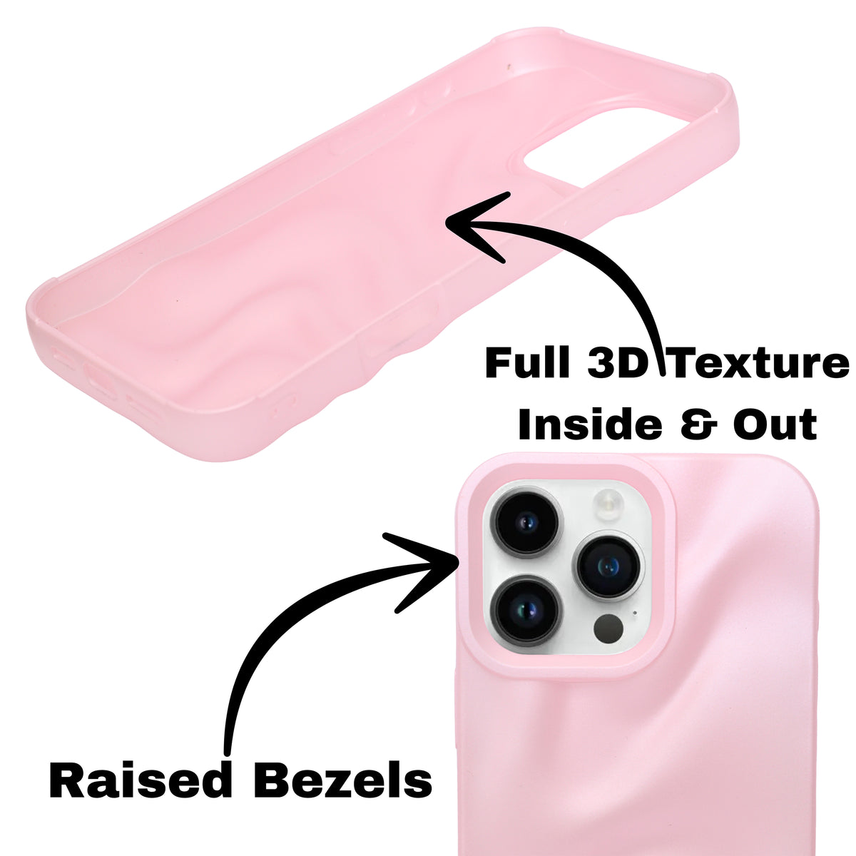 3D Ripple Wave Texture Soft Silicone Phone Case For iPhone 16 Pro