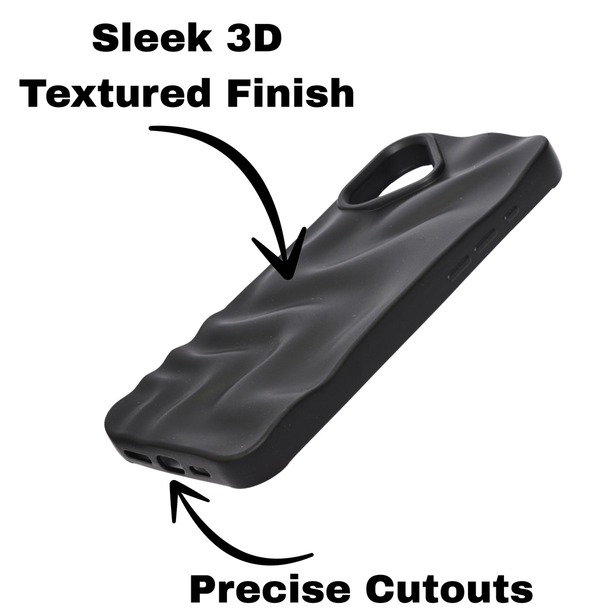 3D Ripple Wave Texture Soft Silicone Phone Case For iPhone 16 Plus