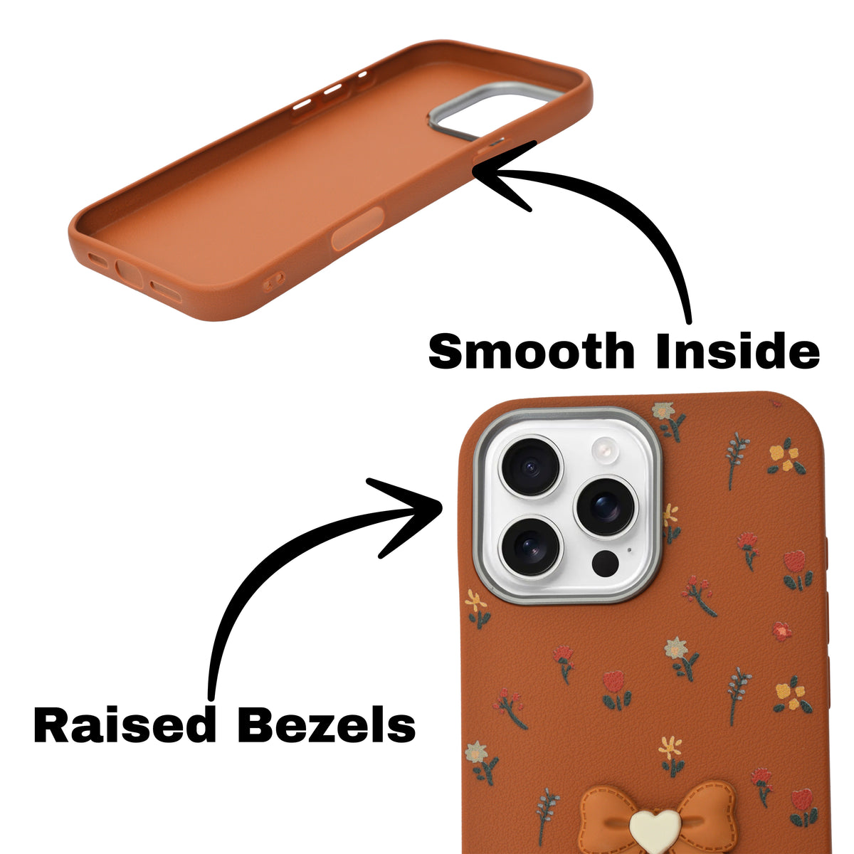 Cute Floral with 3D Bow Case For iPhone 16 Pro