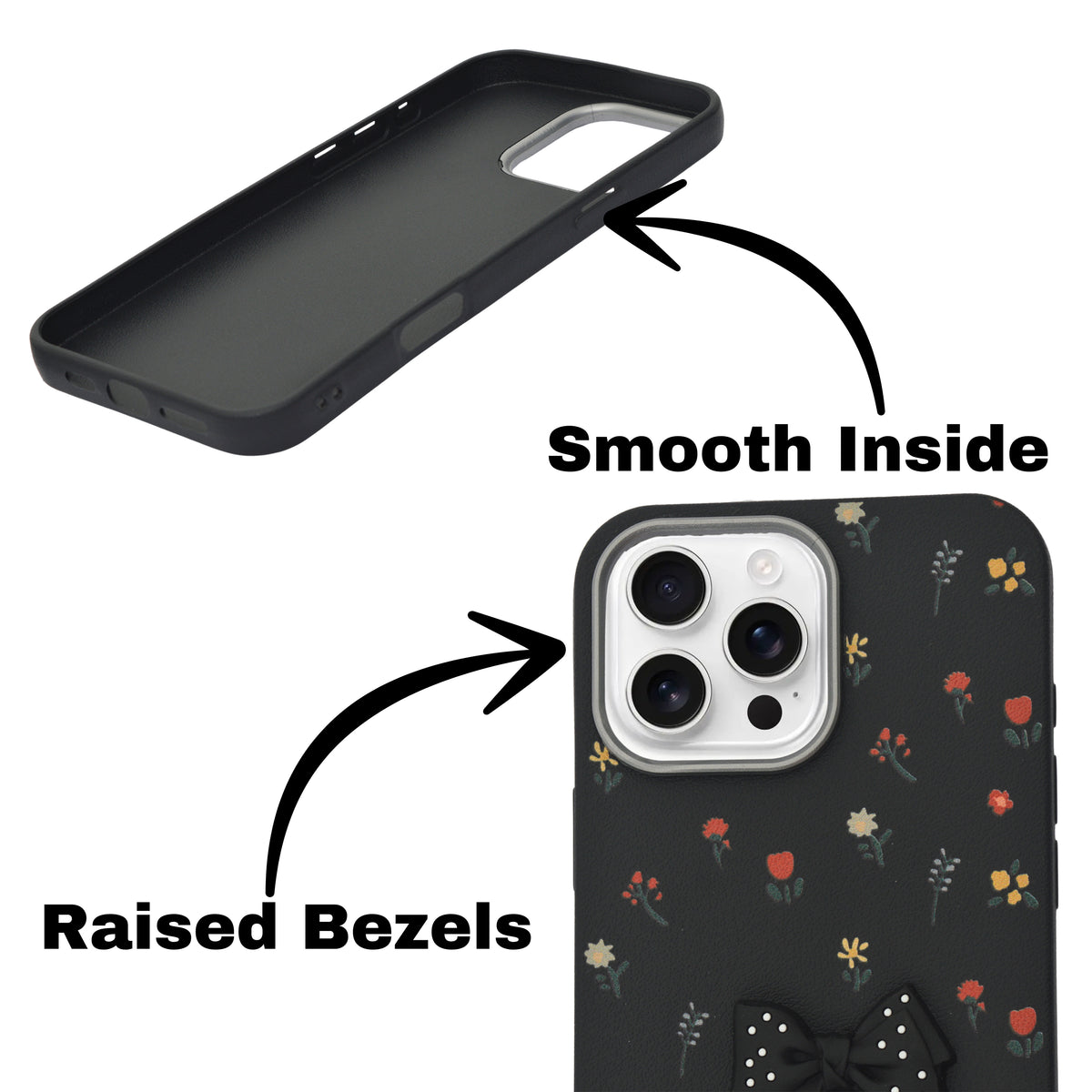 Cute Floral with 3D Bow Case For iPhone 16 Pro Max