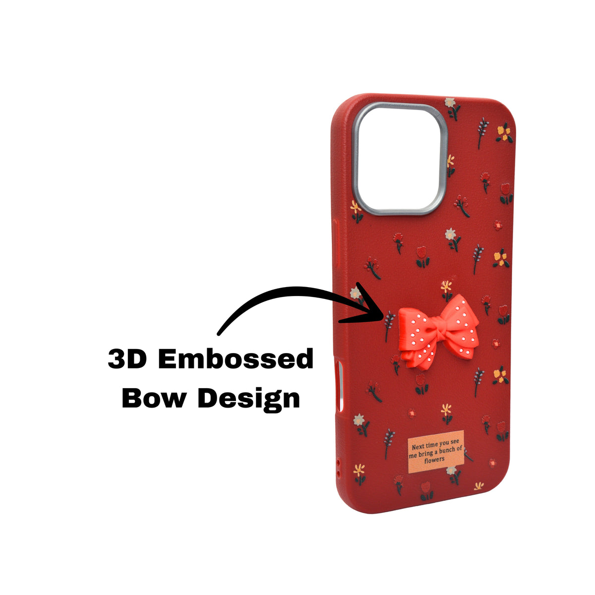 Cute Floral with 3D Bow Case For iPhone 16 Pro