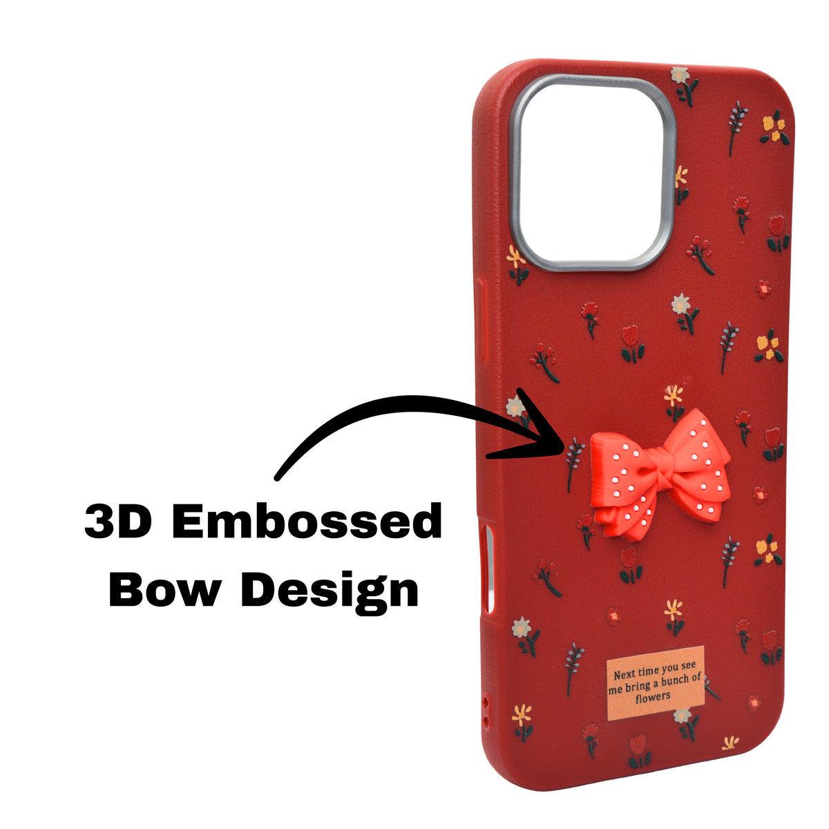 Cute Floral with 3D Bow Case For iPhone 16 Pro Max