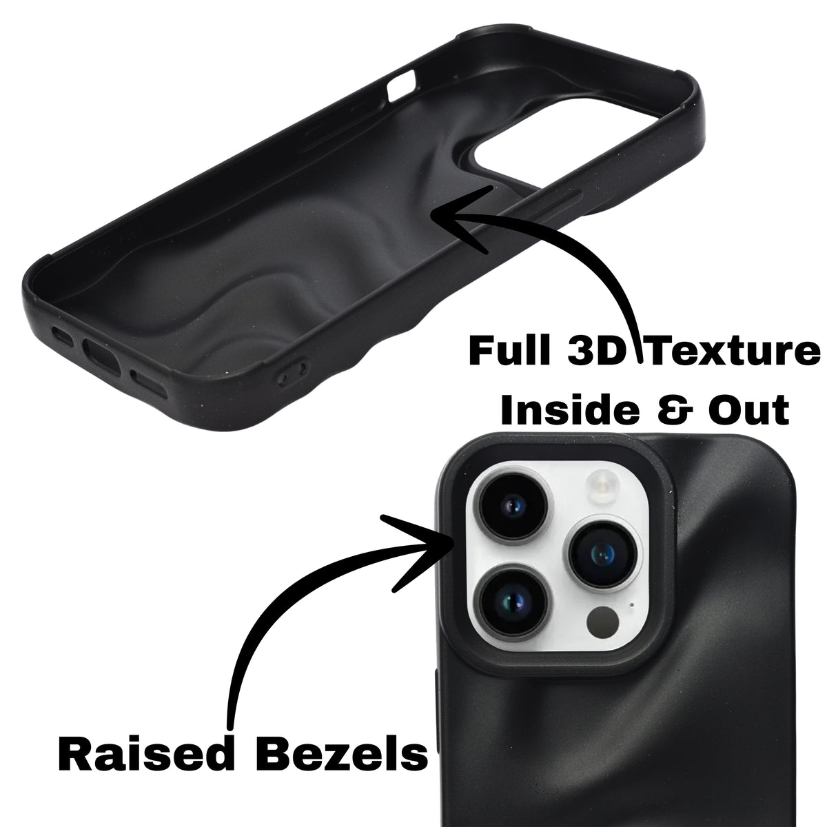 3D Ripple Wave Texture Soft Silicone Phone Case For iPhone 14 Pro