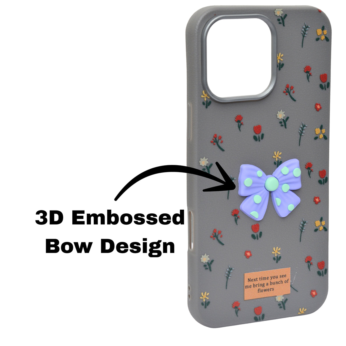 Cute Floral with 3D Bow Case For iPhone 16 Pro Max