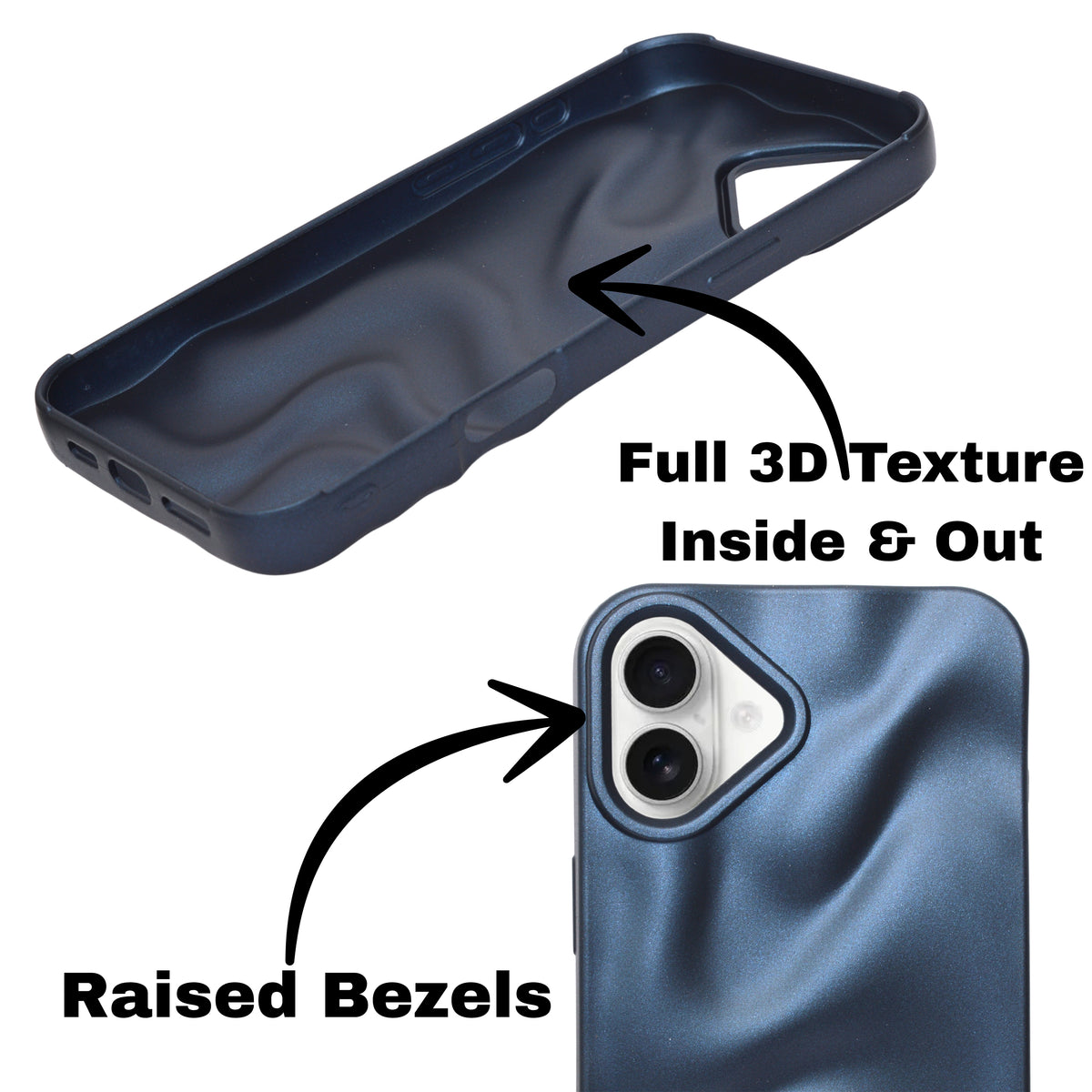 3D Ripple Wave Texture Soft Silicone Phone Case For iPhone 16 Plus