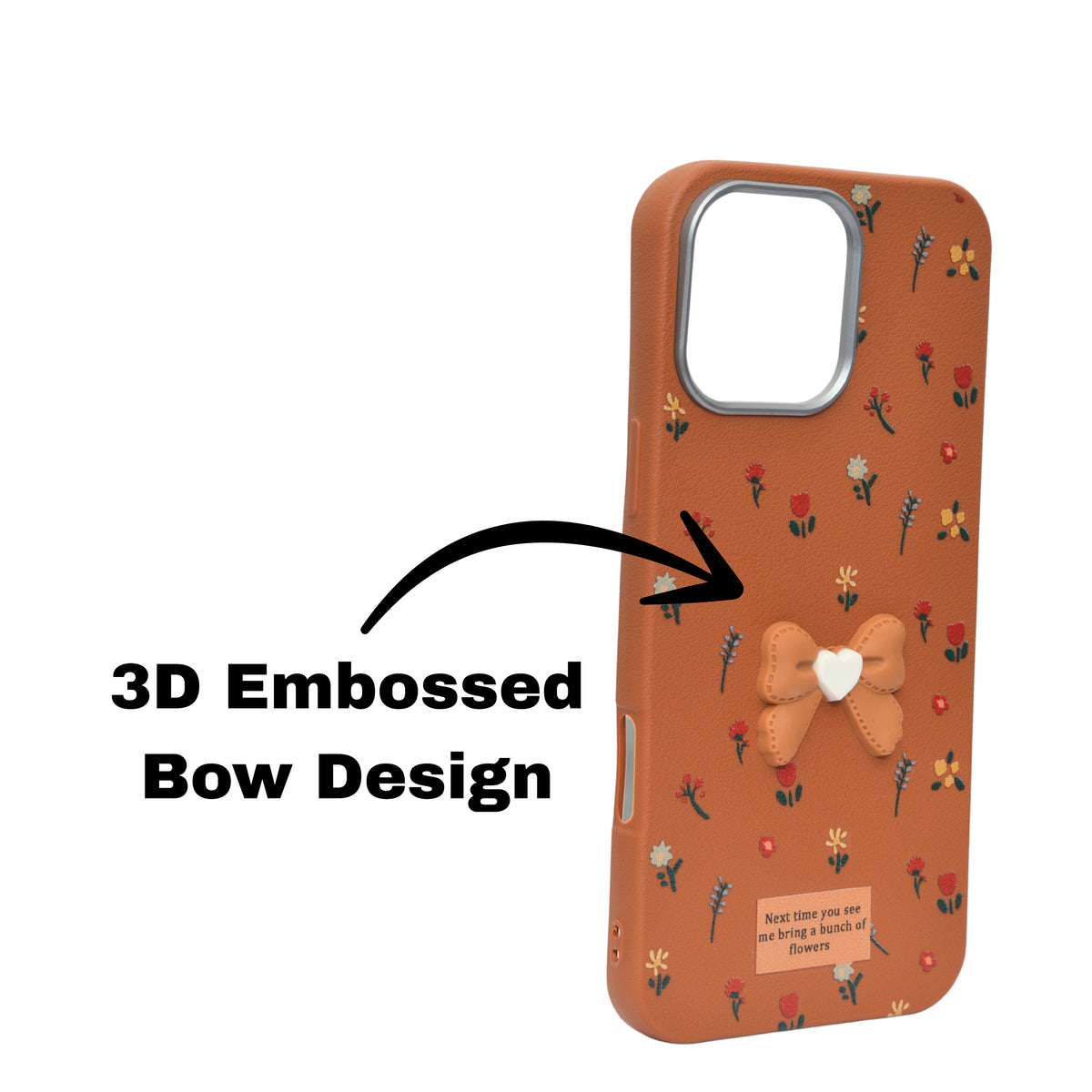 Cute Floral with 3D Bow Case For iPhone 16 Pro