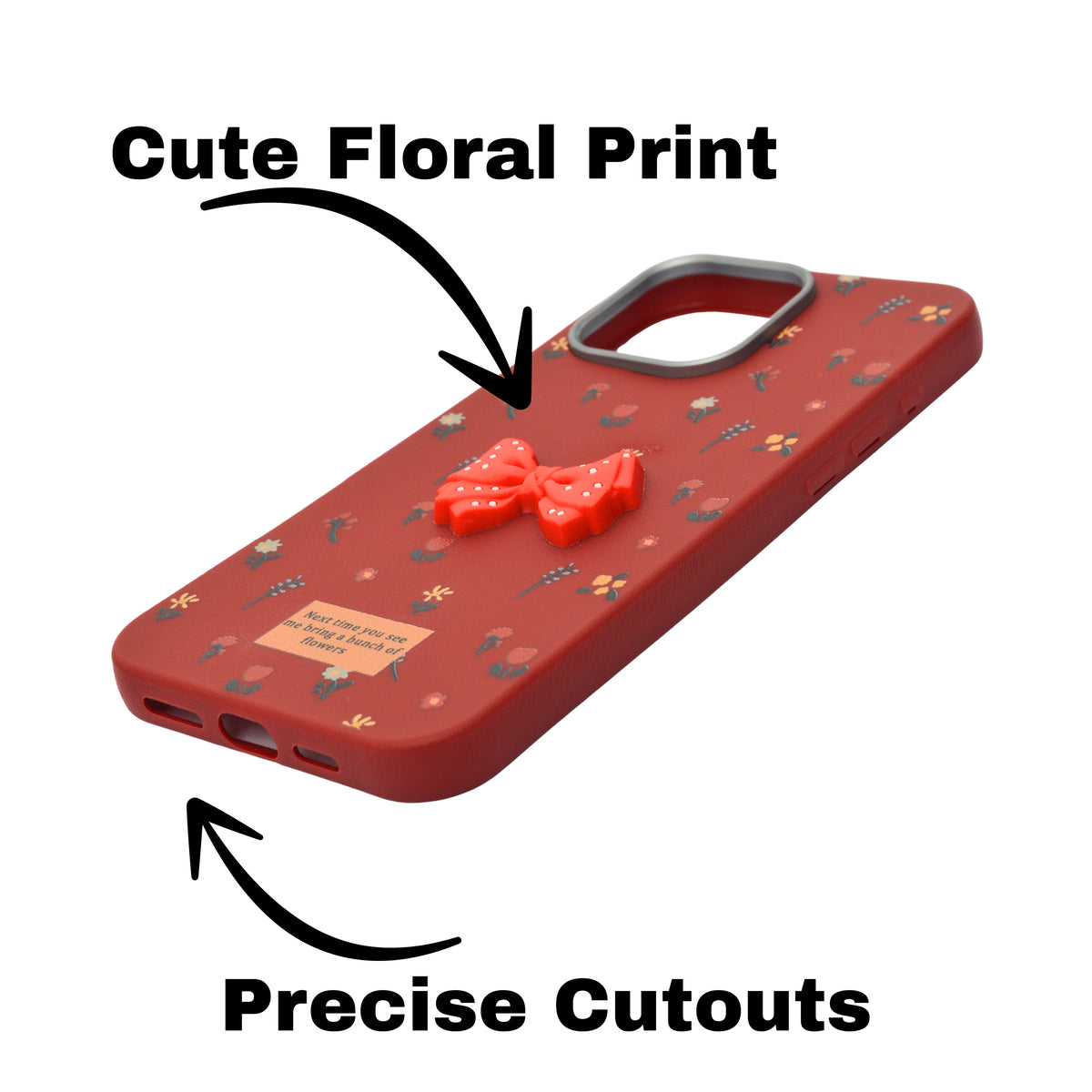 Cute Floral with 3D Bow Case For iPhone 16 Pro