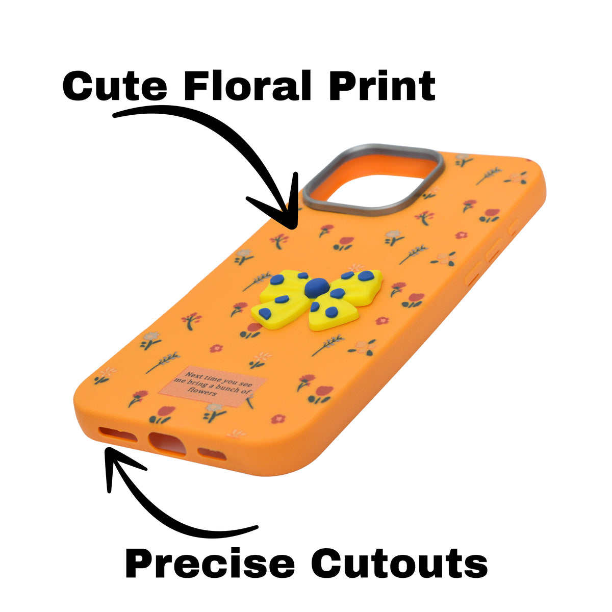 Cute Floral with 3D Bow Case For iPhone 16 Pro Max