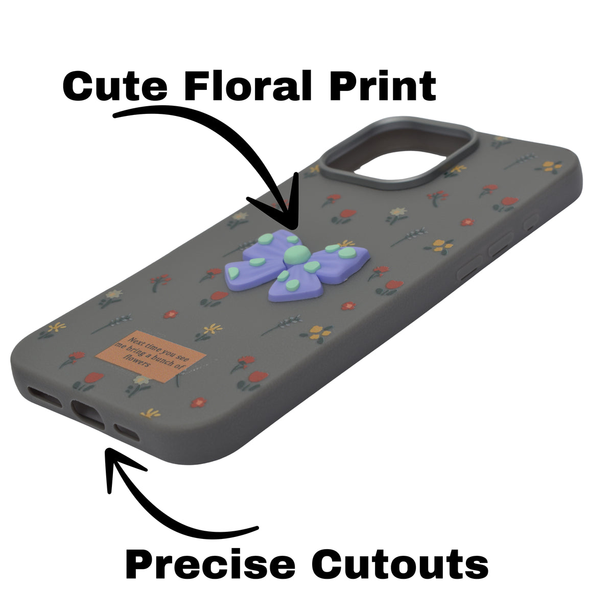 Cute Floral with 3D Bow Case For iPhone 16 Pro