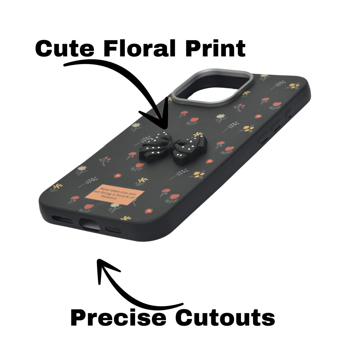 Cute Floral with 3D Bow Case For iPhone 16 Pro Max