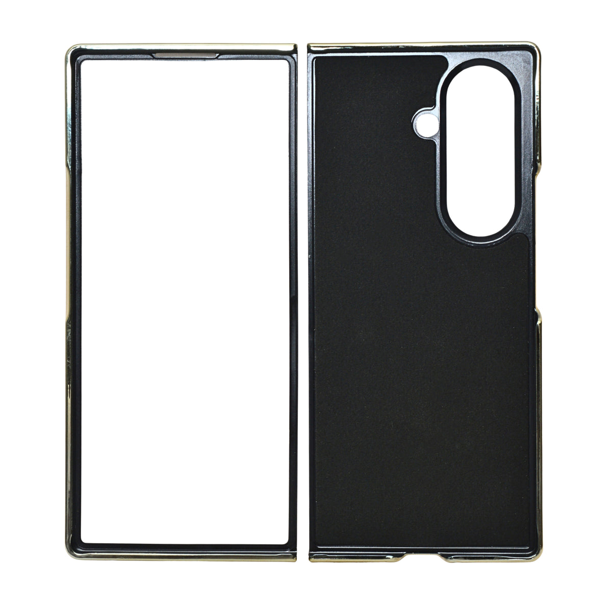 Carbon Fiber Texture with Golden Metallic Frame Phone Case For Samsung Galaxy Z Fold 7
