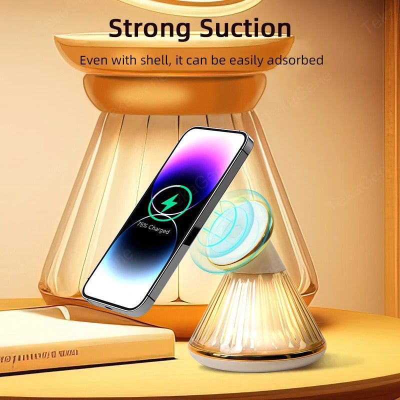 15W Magnetic Wireless Night Light Desk Lamp Charger For iPhone