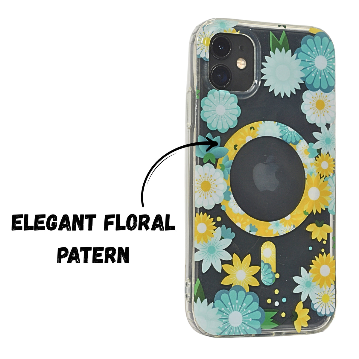 Floral Transparent MagSafe Shockproof Protection Phone Case For iPhone 11