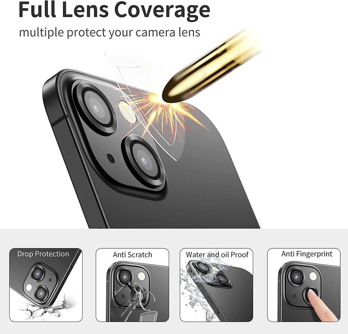 Tempered Glass Camera Lens Protector for iPhone 15