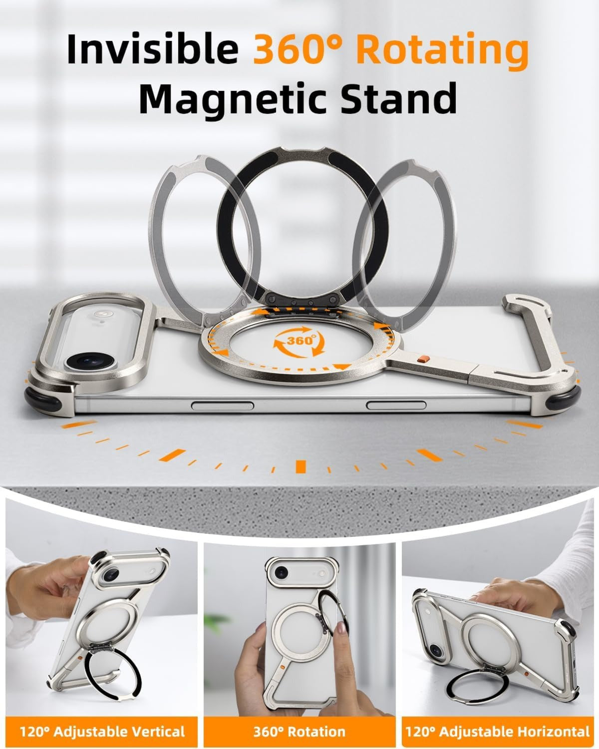 Z-Shape Metal Frameless MagSafe Rotation Stand Case For iPhone 17 Air