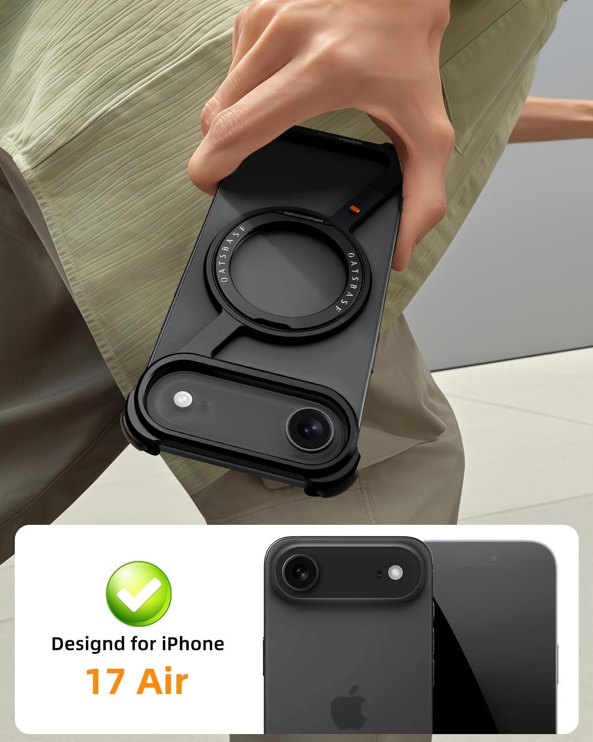 Z-Shape Metal Frameless MagSafe Rotation Stand Case For iPhone 17 Air