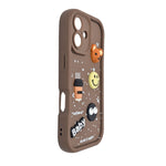 Adorable Coffee Vibe 3D Patch Silicone Phone Case with Cute Bear and Smiley for iPhone 16