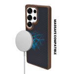 Carbon Fiber Texture with Gold Camera Frame Phone Case for Samsung S25 Ultra