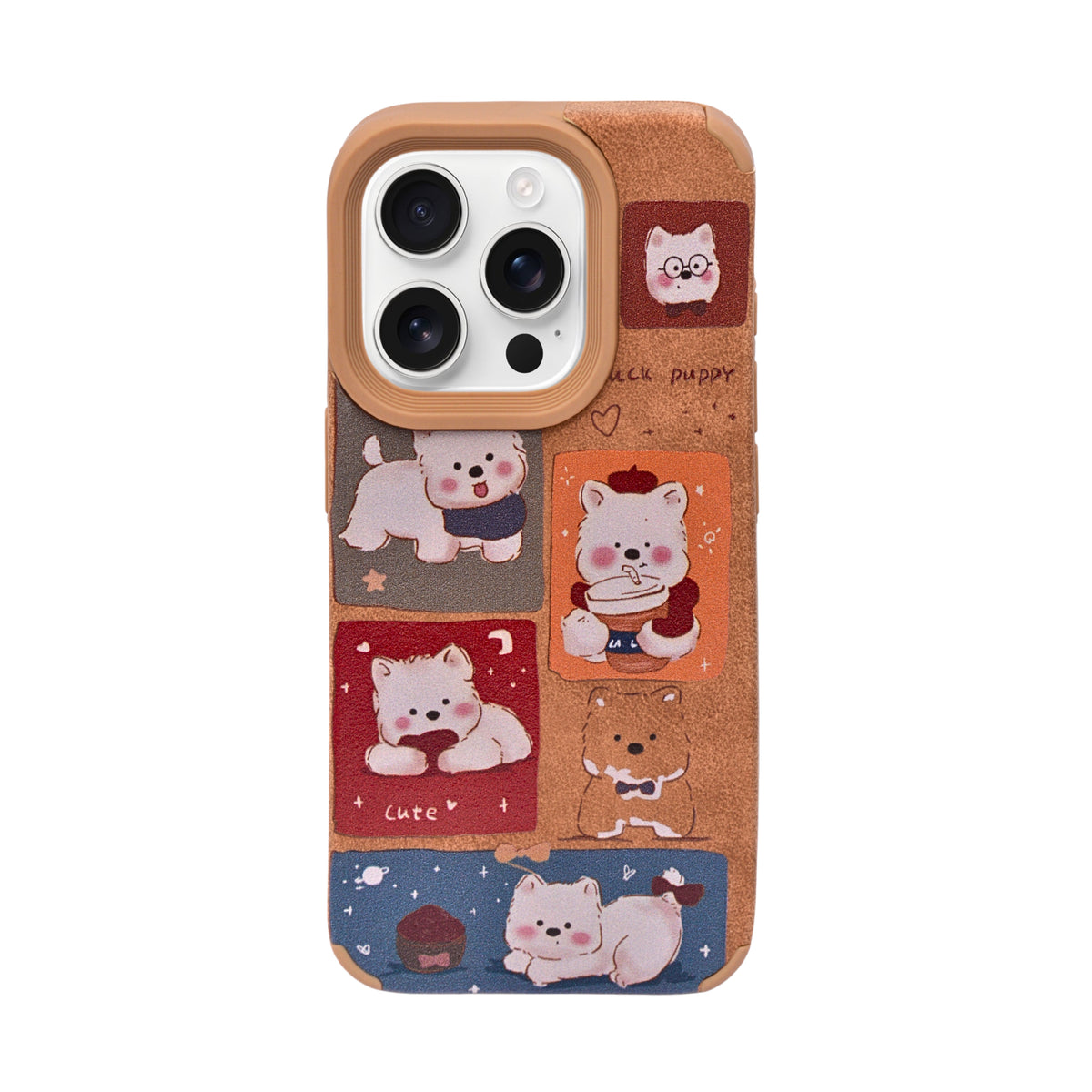 Cute Puppy Cartoon Design Protective Phone Case for iPhone 15 Pro