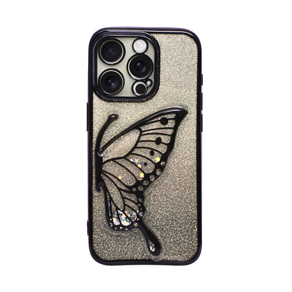 Stylish Luxury Eye Catching Butterfly Glitter Phone Case for iPhone 15 Pro