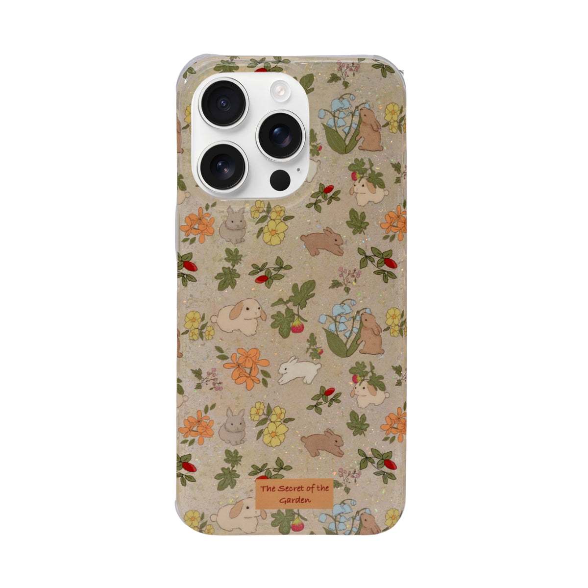 Floral Bunny Garden Design Case with Charms – for iPhone 15 Pro Max