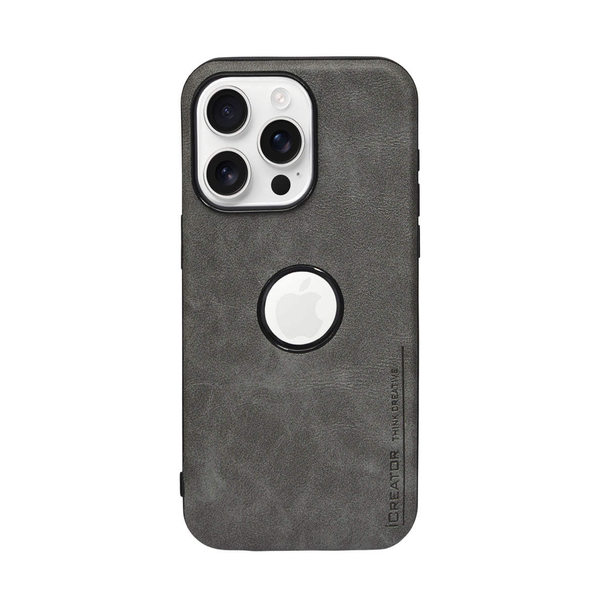 PU Leather with Precise Apple Logo Cutout Phone Case for iPhone 15 Pro Max