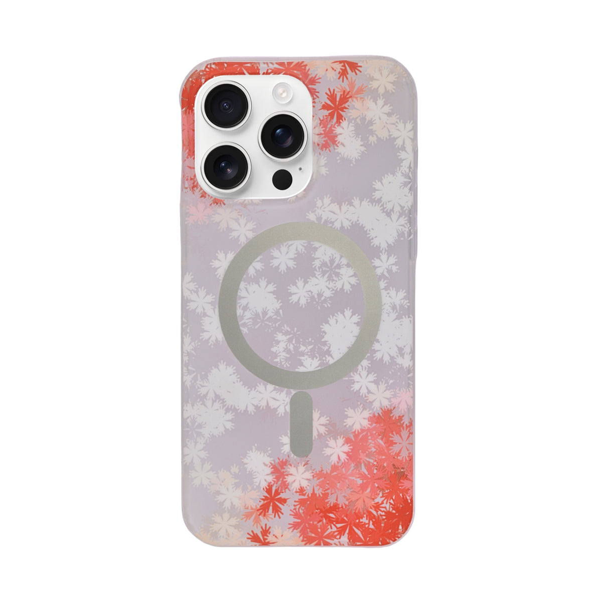Transparent Floral MagSafe Compatible Phone Case for iPhone 15 Pro Max